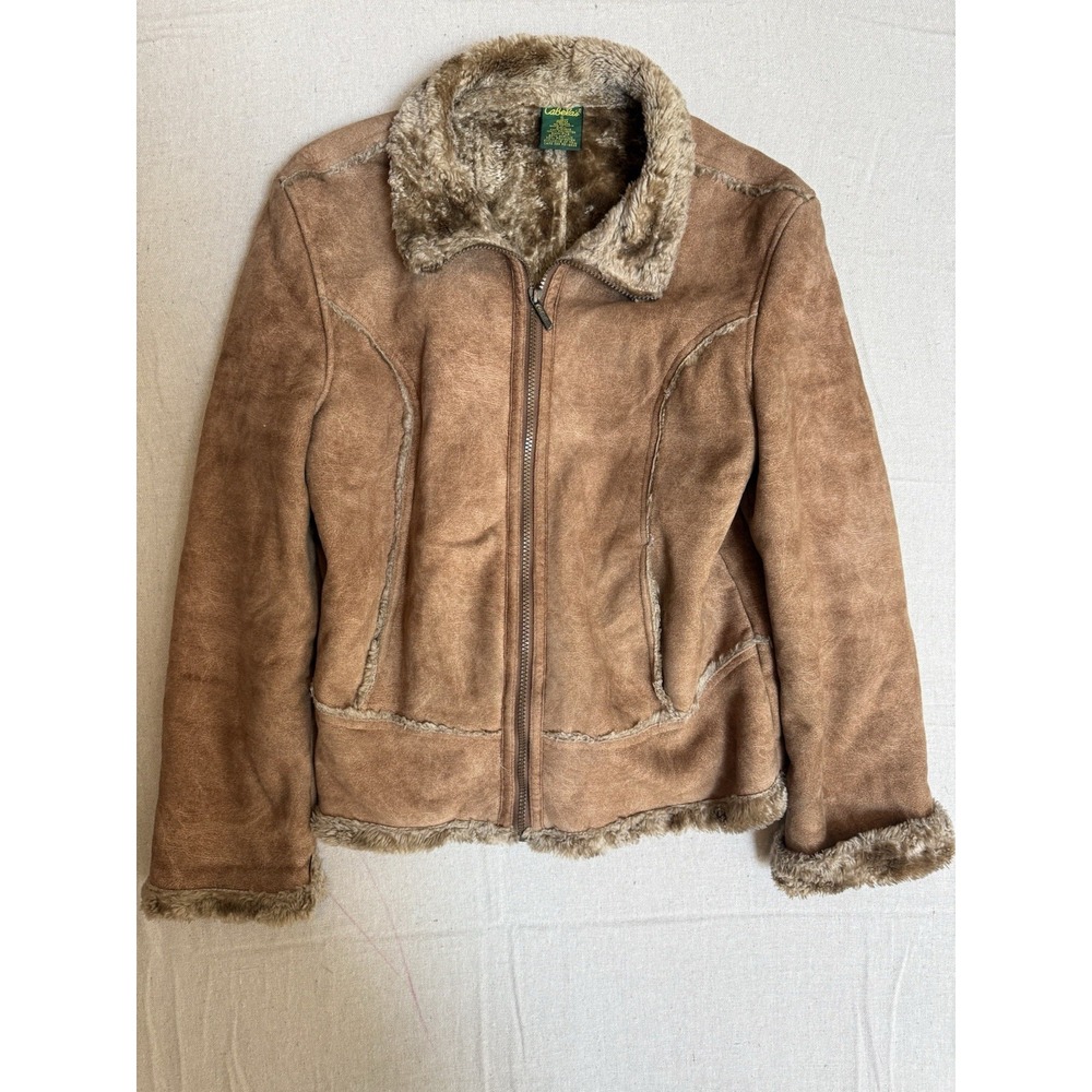 women's Cabela's Faux Suede Shearling Jacket Small